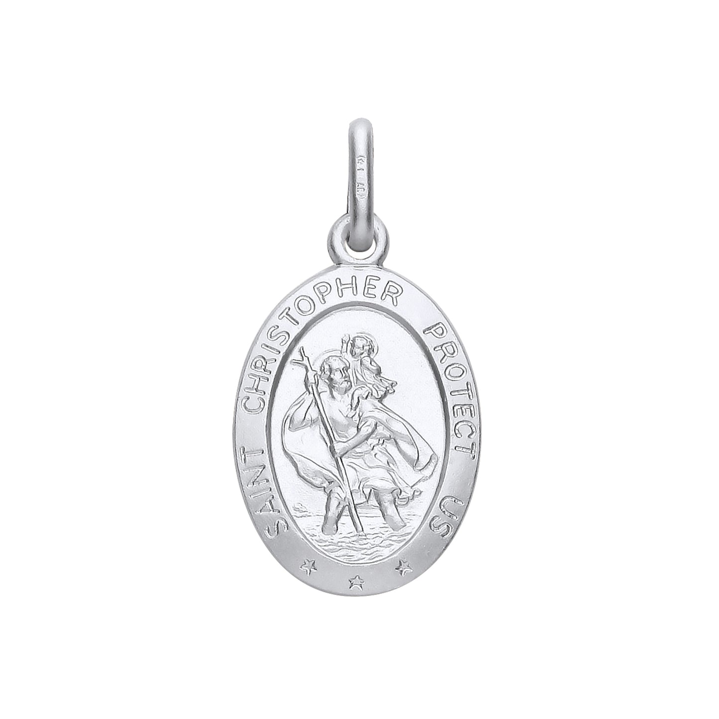 New 925 Silver Oval Protect Us St Christopher Pendant with the weight 1.60 grams. Total Length : 24mm&nbsp;Width : 12.2mm