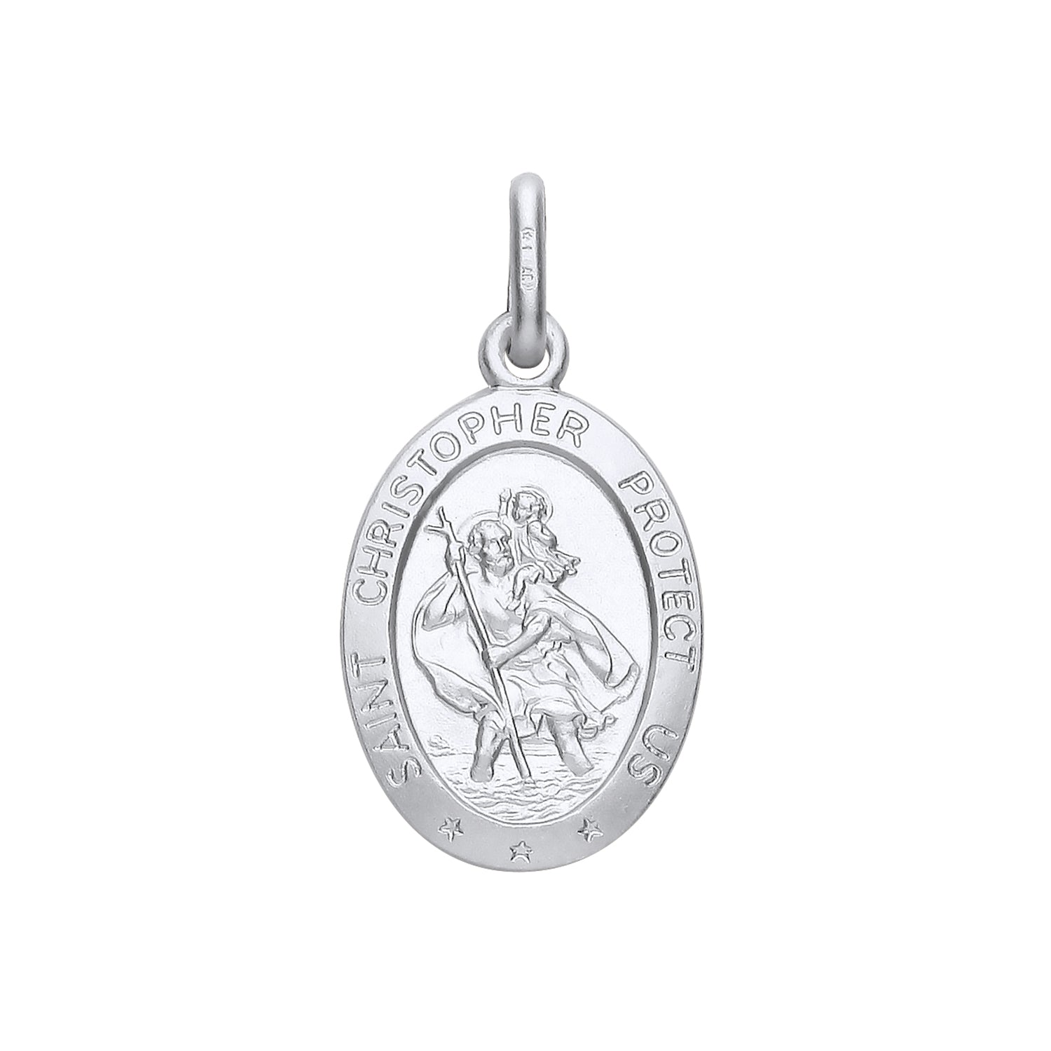 New 925 Silver Oval Protect Us St Christopher Pendant with the weight 1.60 grams. Total Length : 24mm&nbsp;Width : 12.2mm