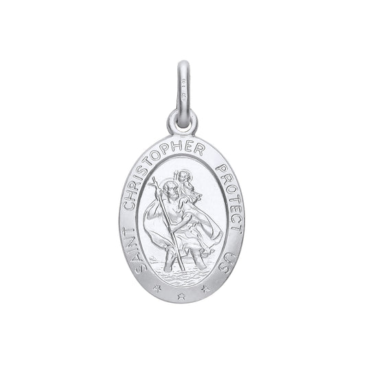 New 925 Silver Oval Protect Us St Christopher Pendant with the weight 1.60 grams. Total Length : 24mm&nbsp;Width : 12.2mm