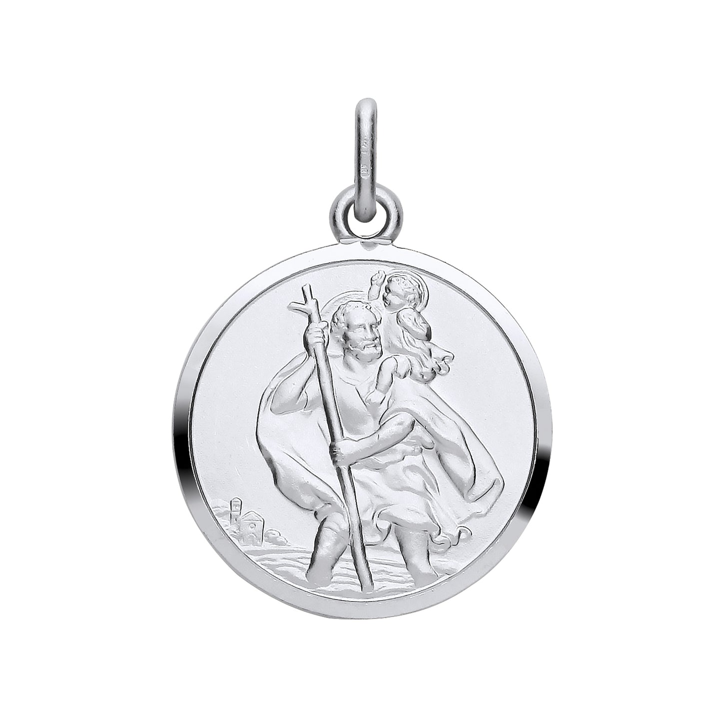 New 925 Silver Round St Christopher Pendant with the weight 3.80 grams. Diameter 20.5mm