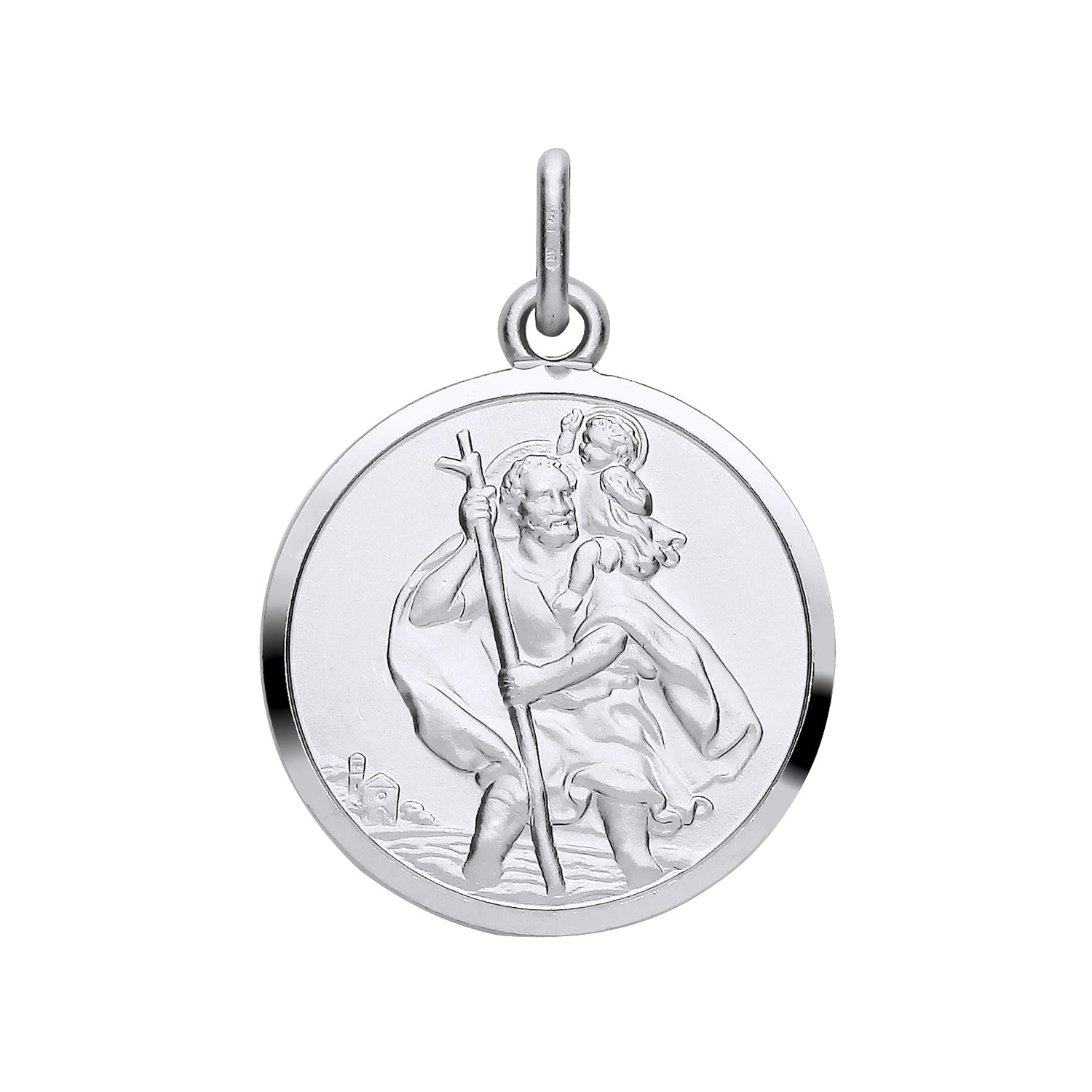 New 925 Silver Round St Christopher Pendant with the weight 3.80 grams. Diameter 20.5mm