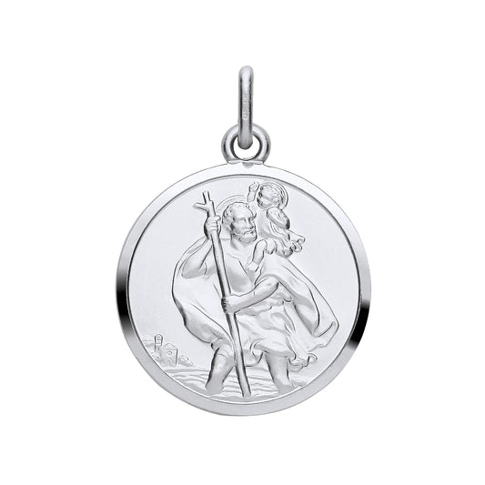 New 925 Silver Round St Christopher Pendant with the weight 3.80 grams. Diameter 20.5mm