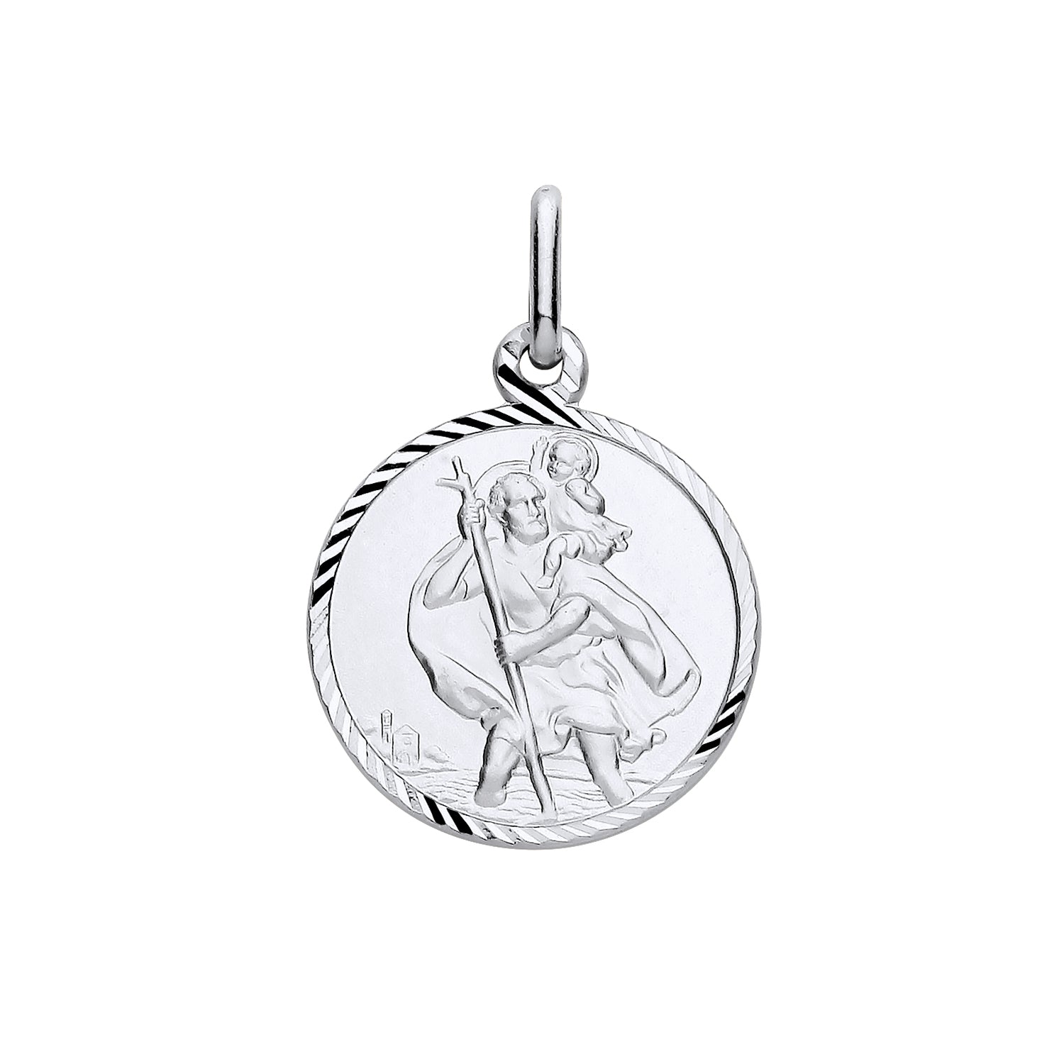 New 925 Silver Round St Christopher Pendant with the weight 2.50 grams. Diameter 16mm