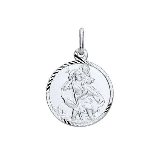 New 925 Silver Round St Christopher Pendant with the weight 2.50 grams. Diameter 16mm