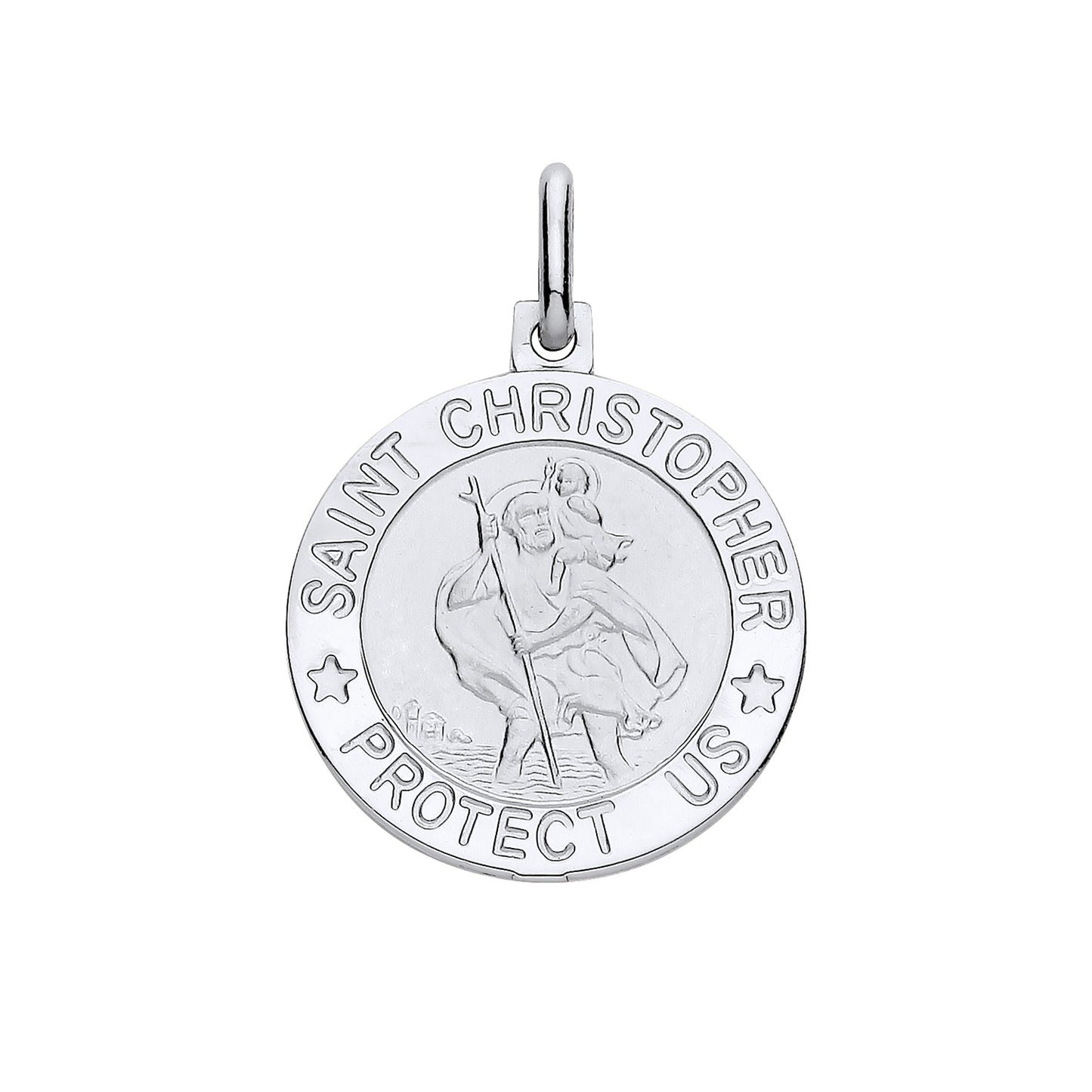 New 925 Silver Round Protect Us St Christopher Pendant with the weight 2.60 grams.&nbsp;Diameter 18mm