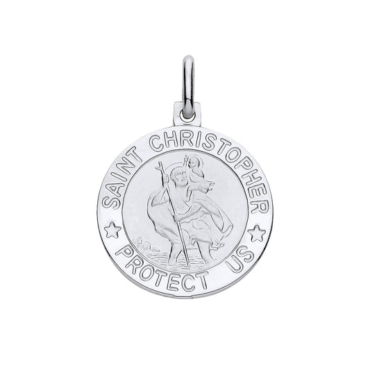 New 925 Silver Round Protect Us St Christopher Pendant with the weight 2.60 grams.&nbsp;Diameter 18mm