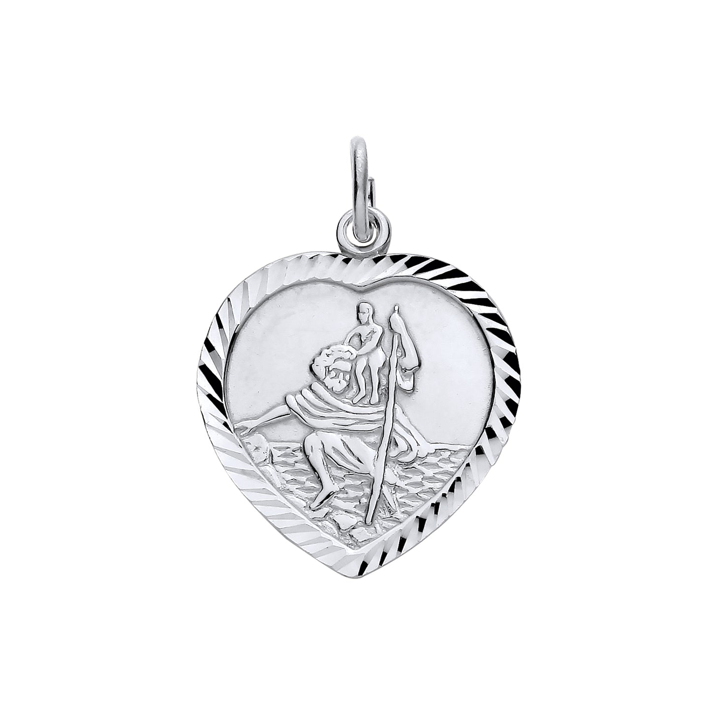 925 Silver Heart St Christopher Pendant