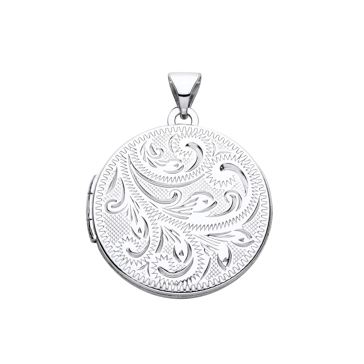New 925 Silver Patterned Round Locket with the weight 2.9 grams. Total Length inc Bale 27mm&nbsp;Width of Locket 20.75mm