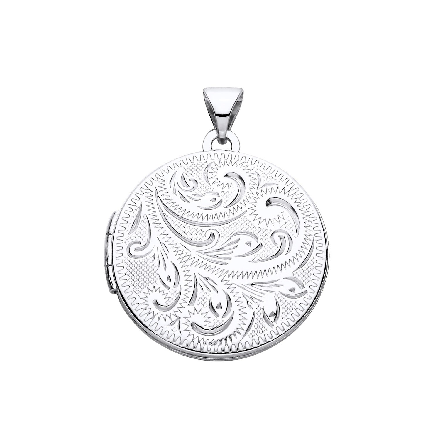 New 925 Silver Patterned Round Locket with the weight 2.9 grams. Total Length inc Bale 27mm&nbsp;Width of Locket 20.75mm