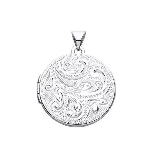 New 925 Silver Patterned Round Locket with the weight 2.9 grams. Total Length inc Bale 27mm&nbsp;Width of Locket 20.75mm