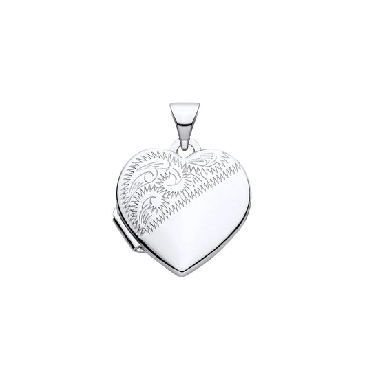 925 Silver Patterned Heart Locket