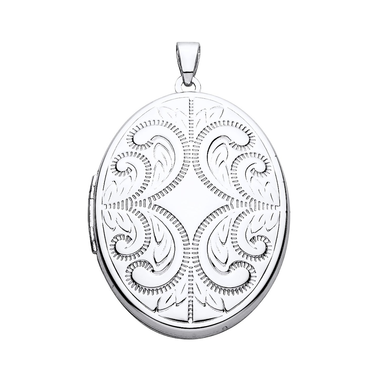 New 925 Silver Patterned Oval Locket with the weight 6.30 grams. Total Length inc Bale 43.5mm&nbsp;Max Width 27mm