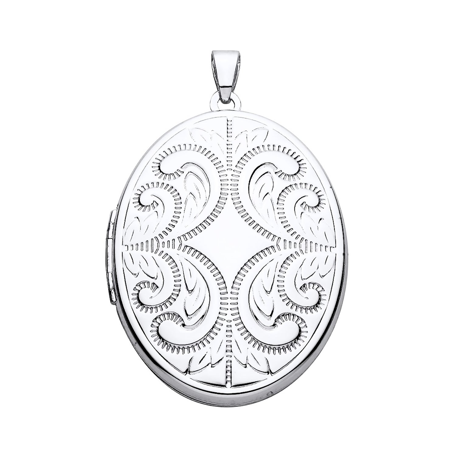 New 925 Silver Patterned Oval Locket with the weight 6.30 grams. Total Length inc Bale 43.5mm&nbsp;Max Width 27mm