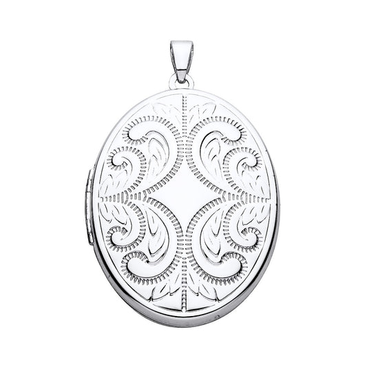 New 925 Silver Patterned Oval Locket with the weight 6.30 grams. Total Length inc Bale 43.5mm&nbsp;Max Width 27mm