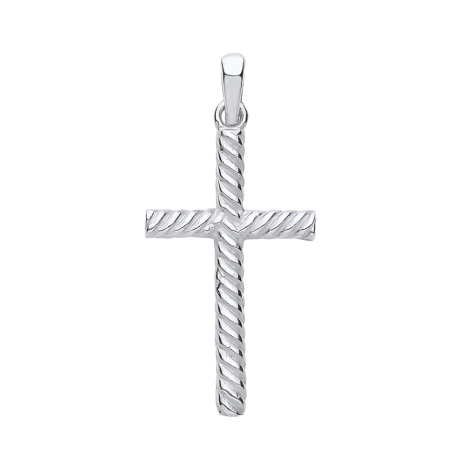 New 925 Silver Twisted Cross Pendant with the weight 0.80 grams. Total Length 25.5mm Max Width 12mm