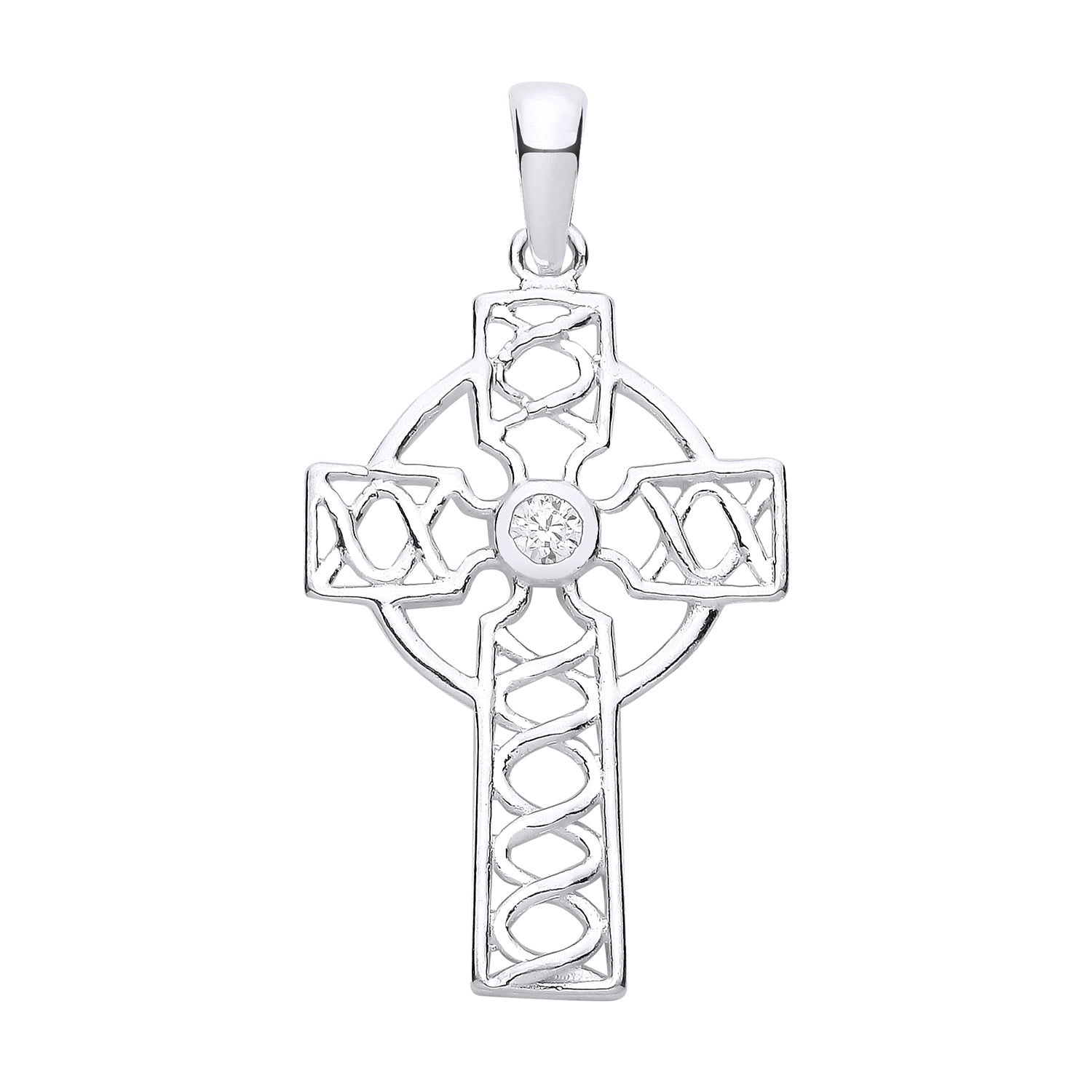 New 925 Silver &amp; Cubic Zirconia Set Celtic Cross Pendant with the weight 2.70 grams.&nbsp;Total Length 38.5mm Max Width 20.2mm