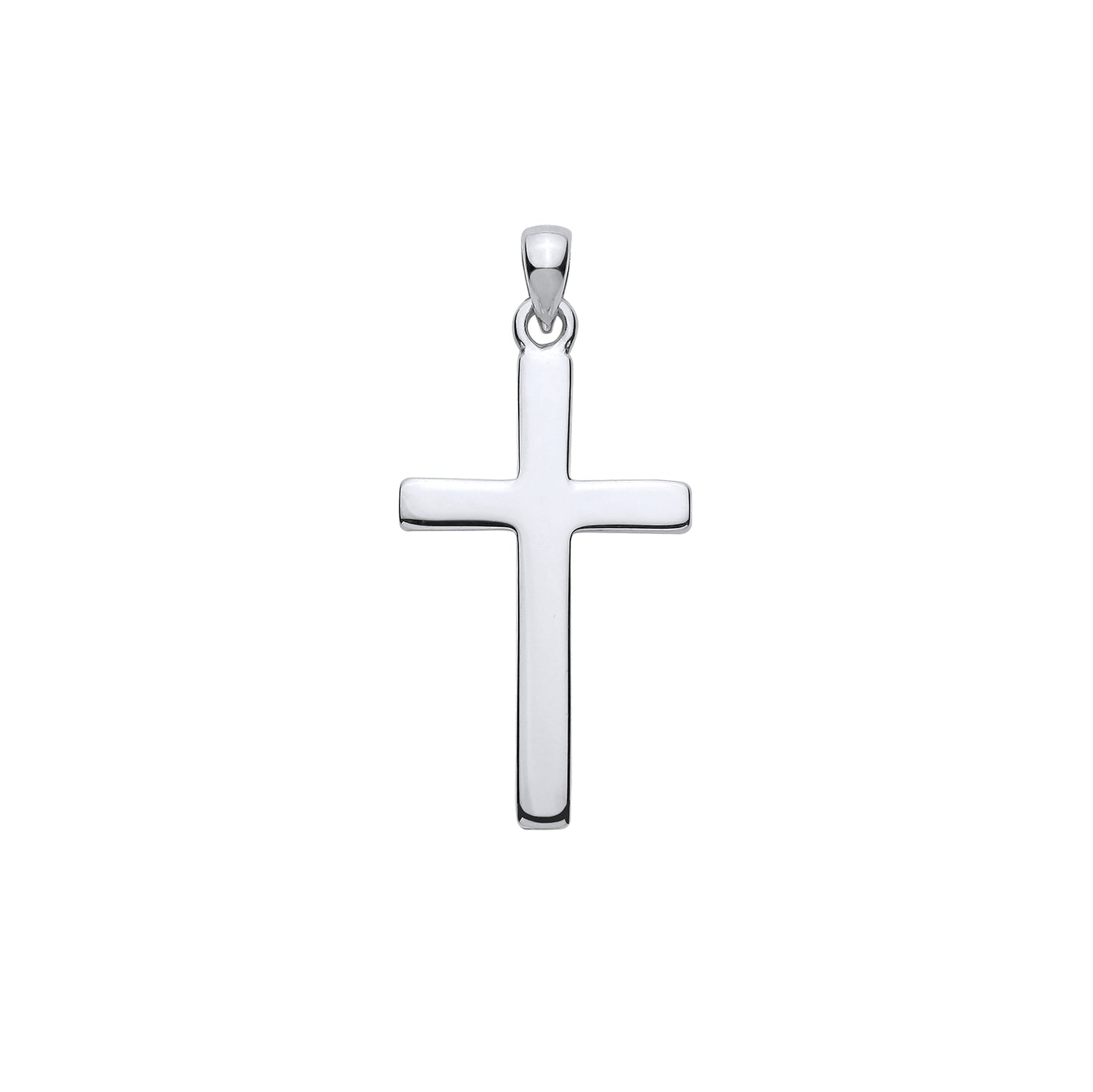 New 925 Silver Polished Plain Cross Pendant with the weight 1.70 grams. Total length 34mm Max Width 16mm