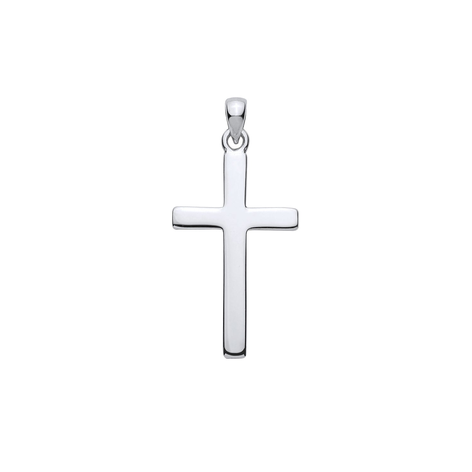 New 925 Silver Polished Plain Cross Pendant with the weight 1.70 grams. Total length 34mm Max Width 16mm