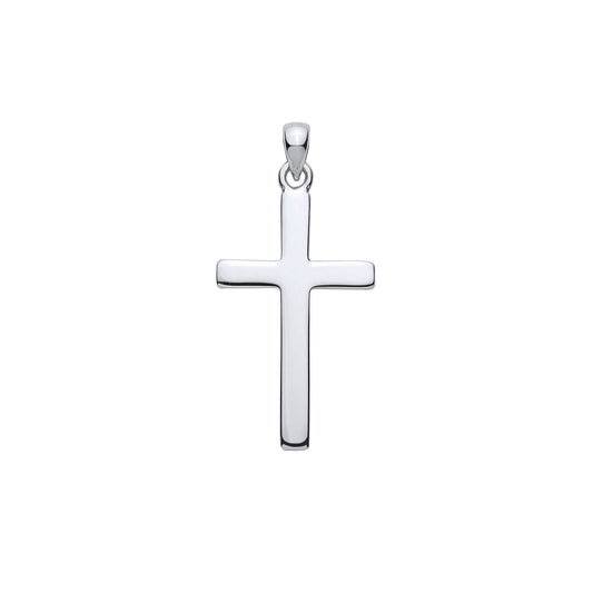 New 925 Silver Polished Plain Cross Pendant with the weight 1.70 grams. Total length 34mm Max Width 16mm