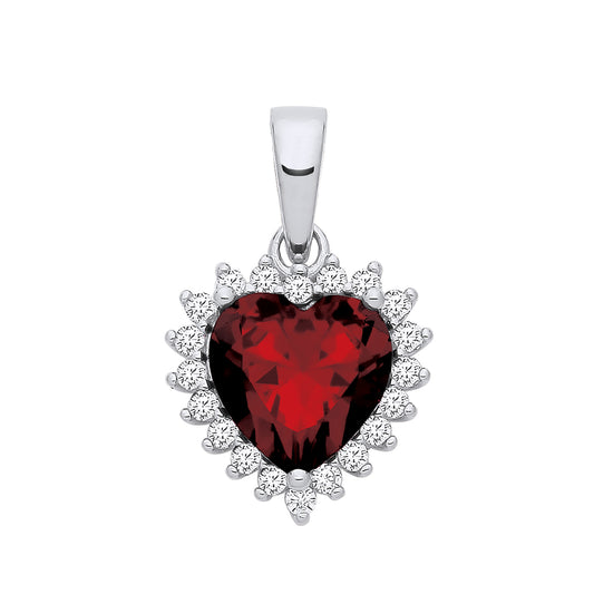 925 Silver Ruby & Cubic Zirconia Set Teardrop Pendant