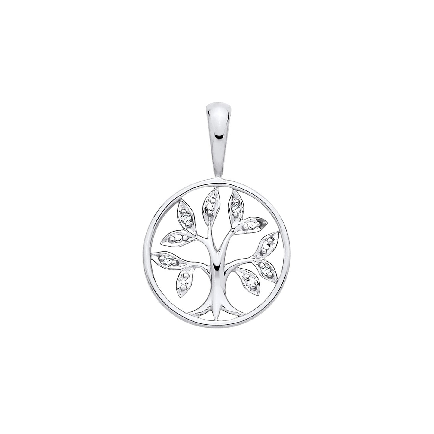 New 925 Silver &amp; Natural Diamond Set Open Tree of Life Pendant with the weight 1 gram.&nbsp;Length x Width 18.7mm x 12.3mm