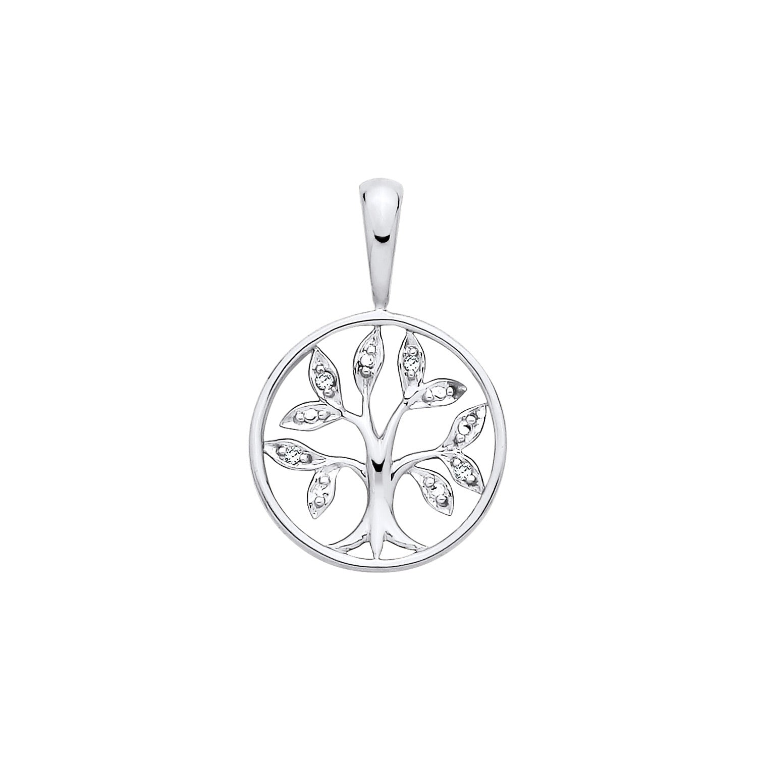 New 925 Silver &amp; Natural Diamond Set Open Tree of Life Pendant with the weight 1 gram.&nbsp;Length x Width 18.7mm x 12.3mm