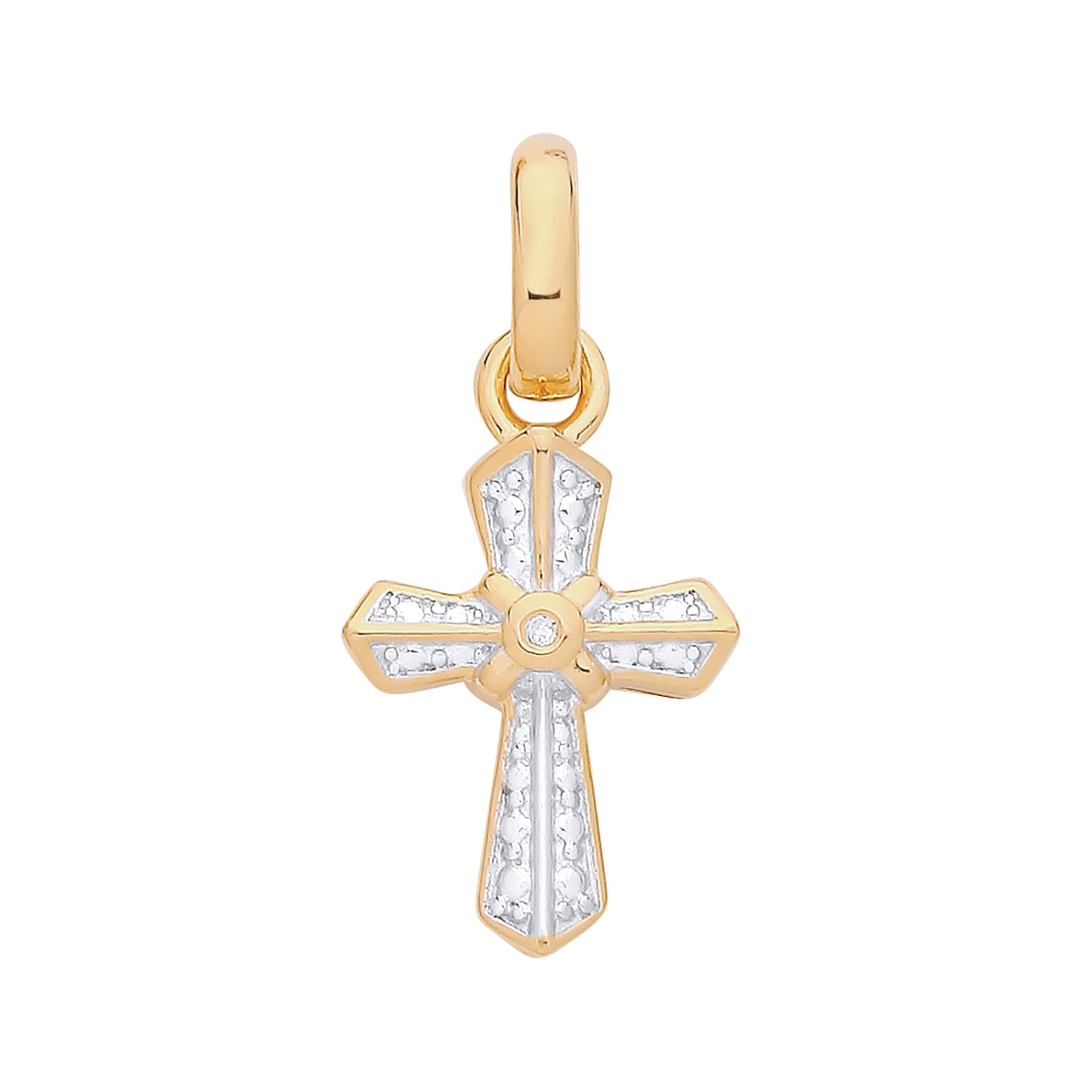 925 Silver Gold Plated & Diamond Set Cross Pendant