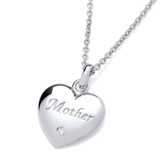 New 925 Silver &amp; Natural Diamond Set Mother Heart 16" Necklace with the weight 3 grams. Length 16 2 inch, Pendant Dimensions 17.2mm x 12.2mm
