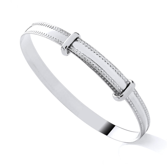 925 Silver Expanding Children's Beaded Edge Bangle