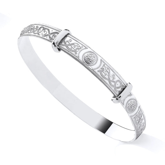 925 Silver Expanding Children's Celtic Patterned Bangle