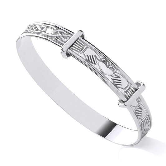 925 Silver Expanding Children's Claddagh Bangle