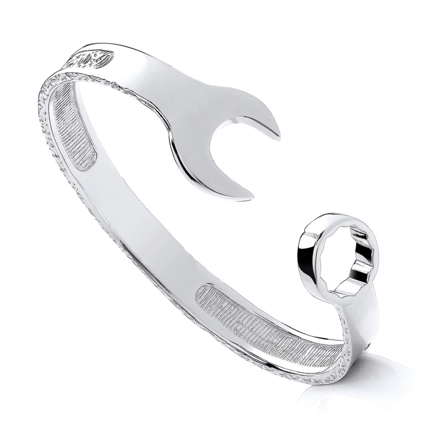 925 Silver Fancy Patterned Spanner Torque Bangle