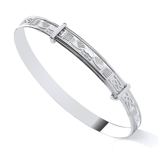 925 Silver Expanding Claddagh Bangle