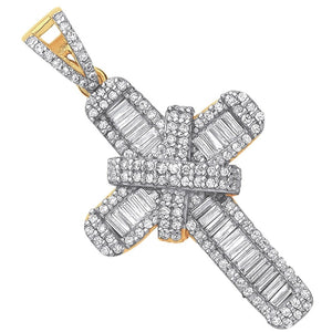 New 9ct Yellow and White Gold & Cubic Zirconia Set Cross Pendant with the weight 4.20 grams. The pendant is 4cm long including the bail by 2cm
