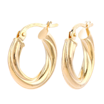 9ct Gold Twisted Hoop Creole Earrings