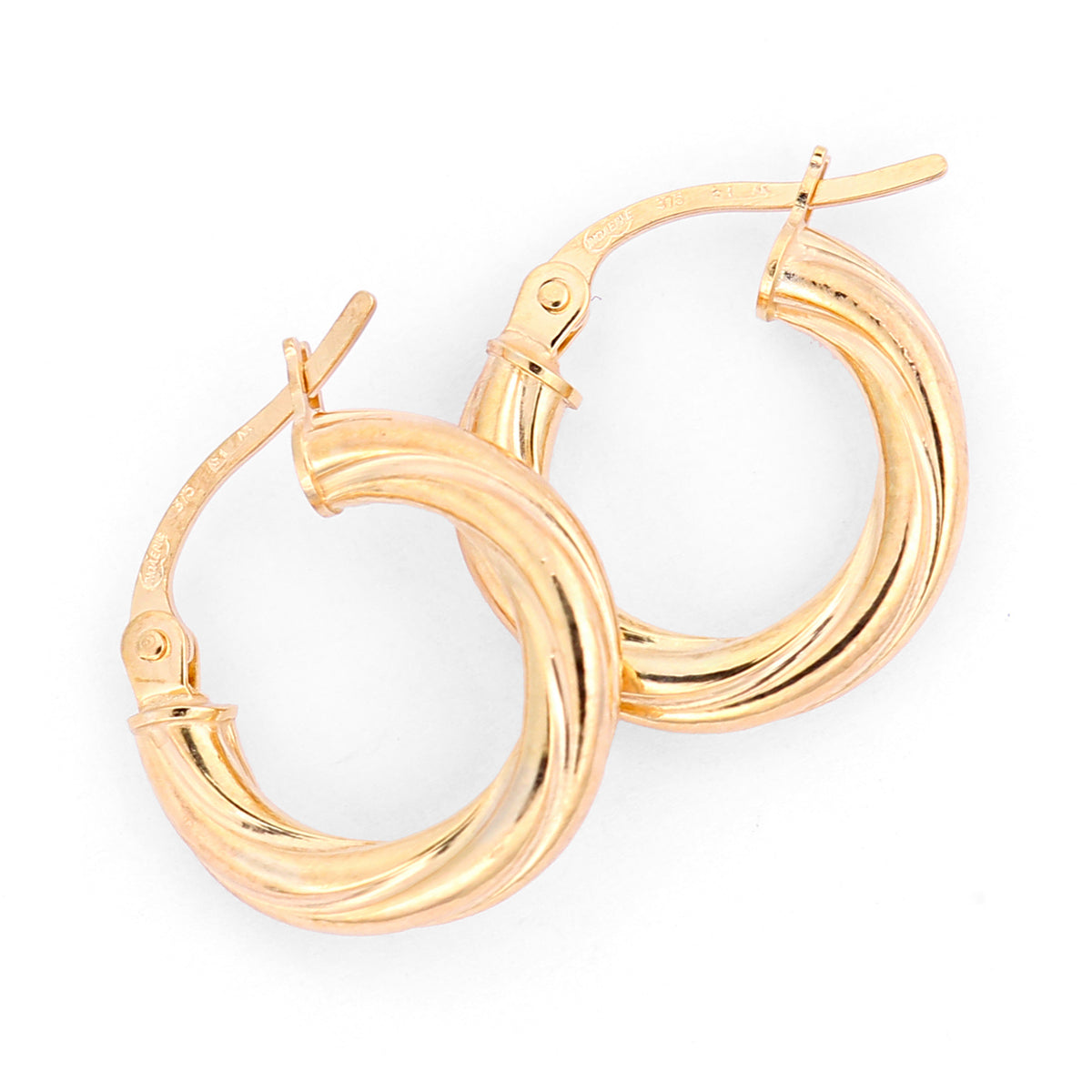 9ct Gold Twisted Hoop Creole Earrings