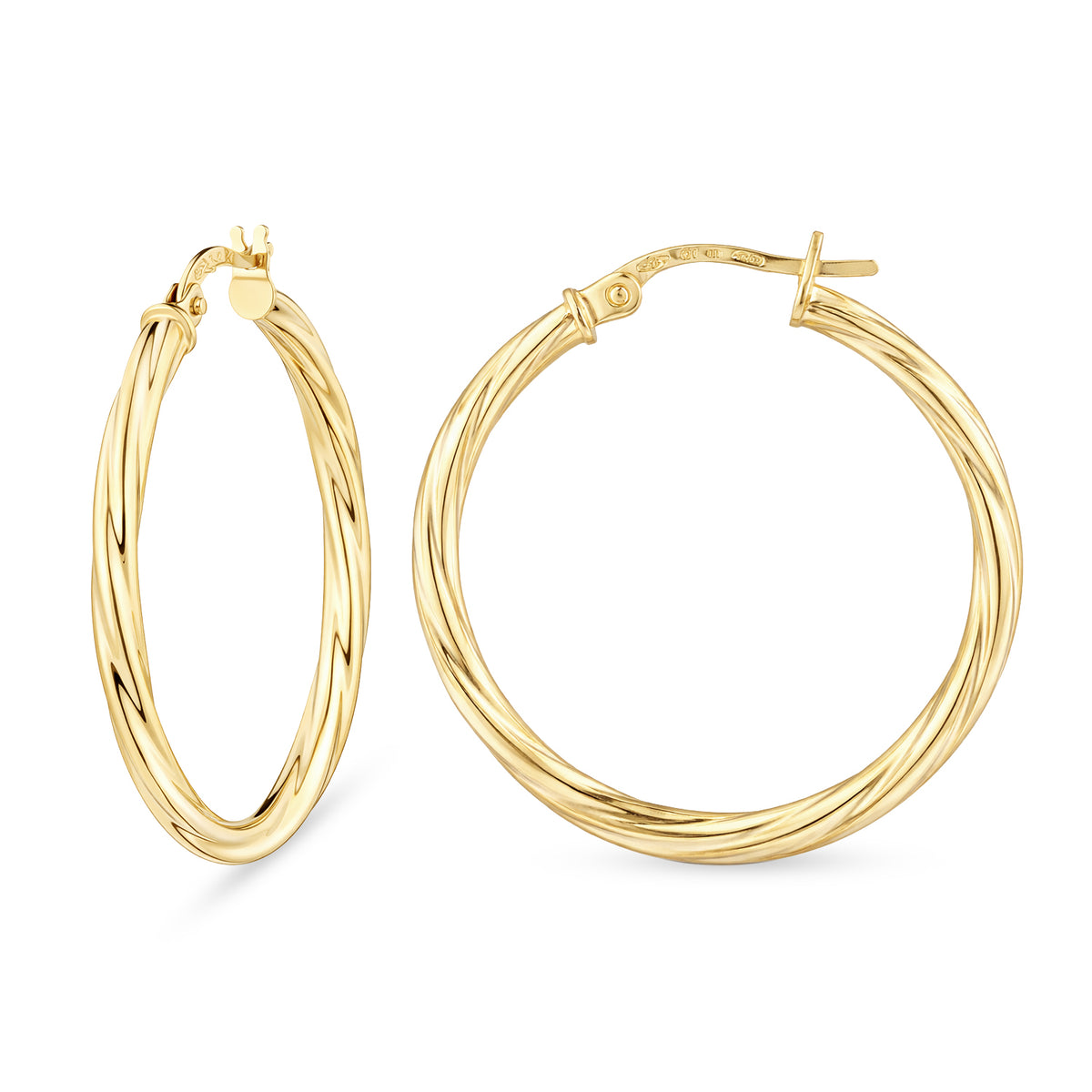 9ct Gold Twisted Hoop Creole Earrings