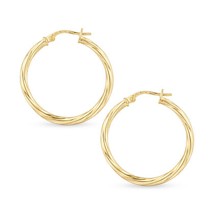 9ct Gold Twisted Hoop Creole Earrings