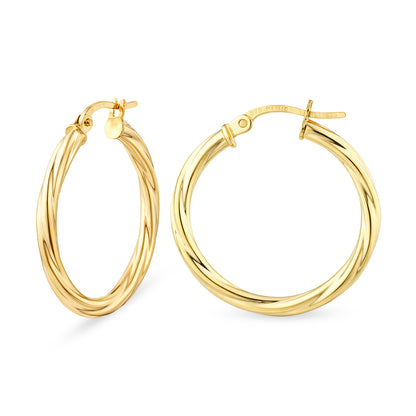 9ct Gold Twisted Hoop Creole Earrings