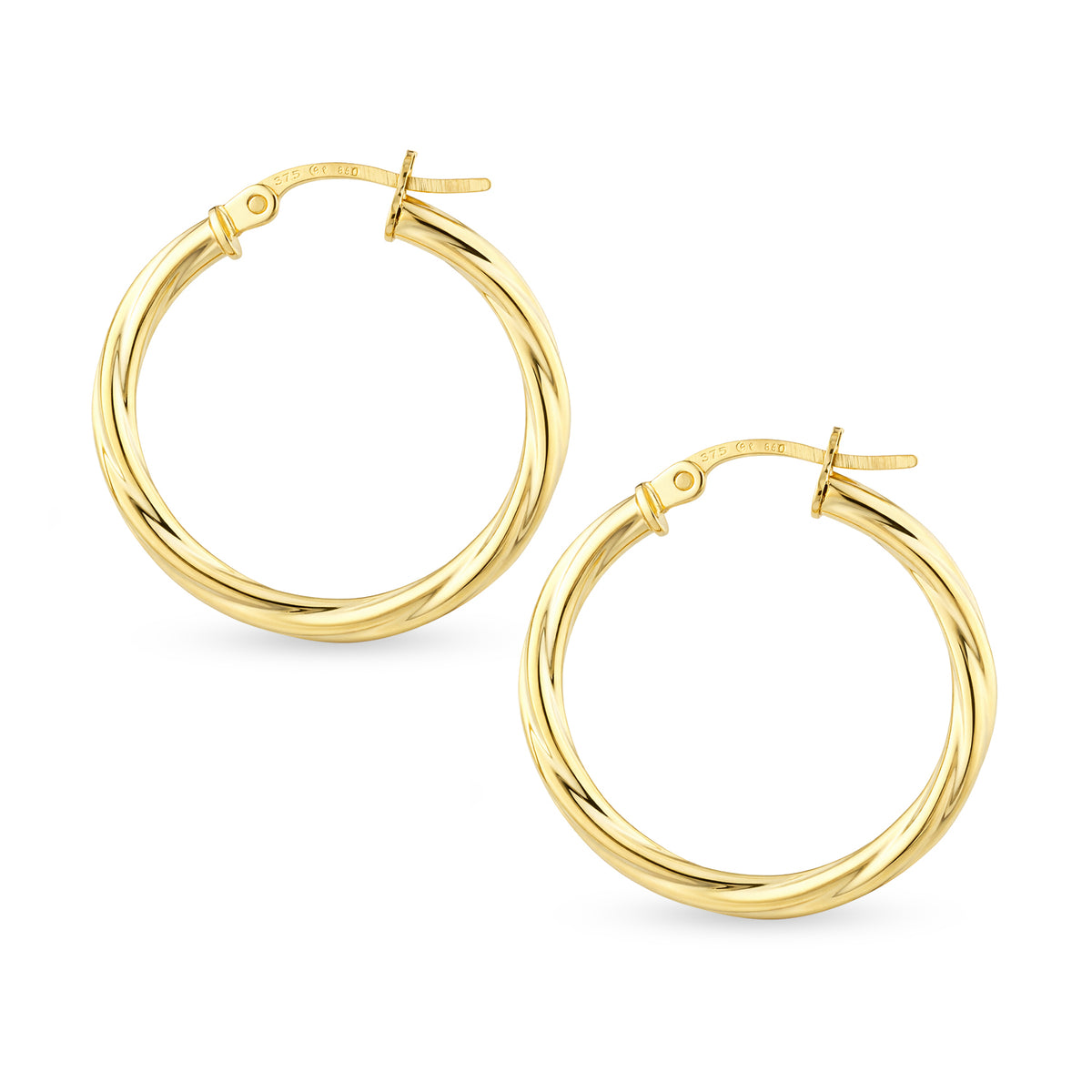 9ct Gold Twisted Hoop Creole Earrings