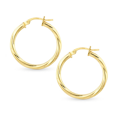 9ct Gold Twisted Hoop Creole Earrings