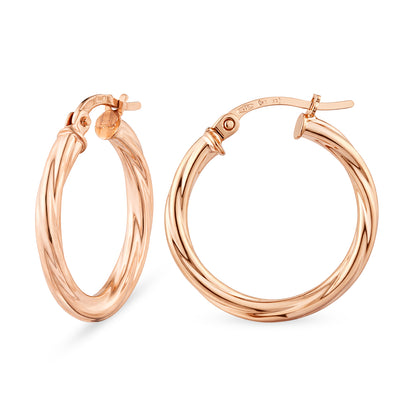 9ct Gold Twisted Hoop Creole Earrings