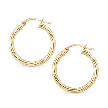 9ct Gold Twisted Hoop Creole Earrings
