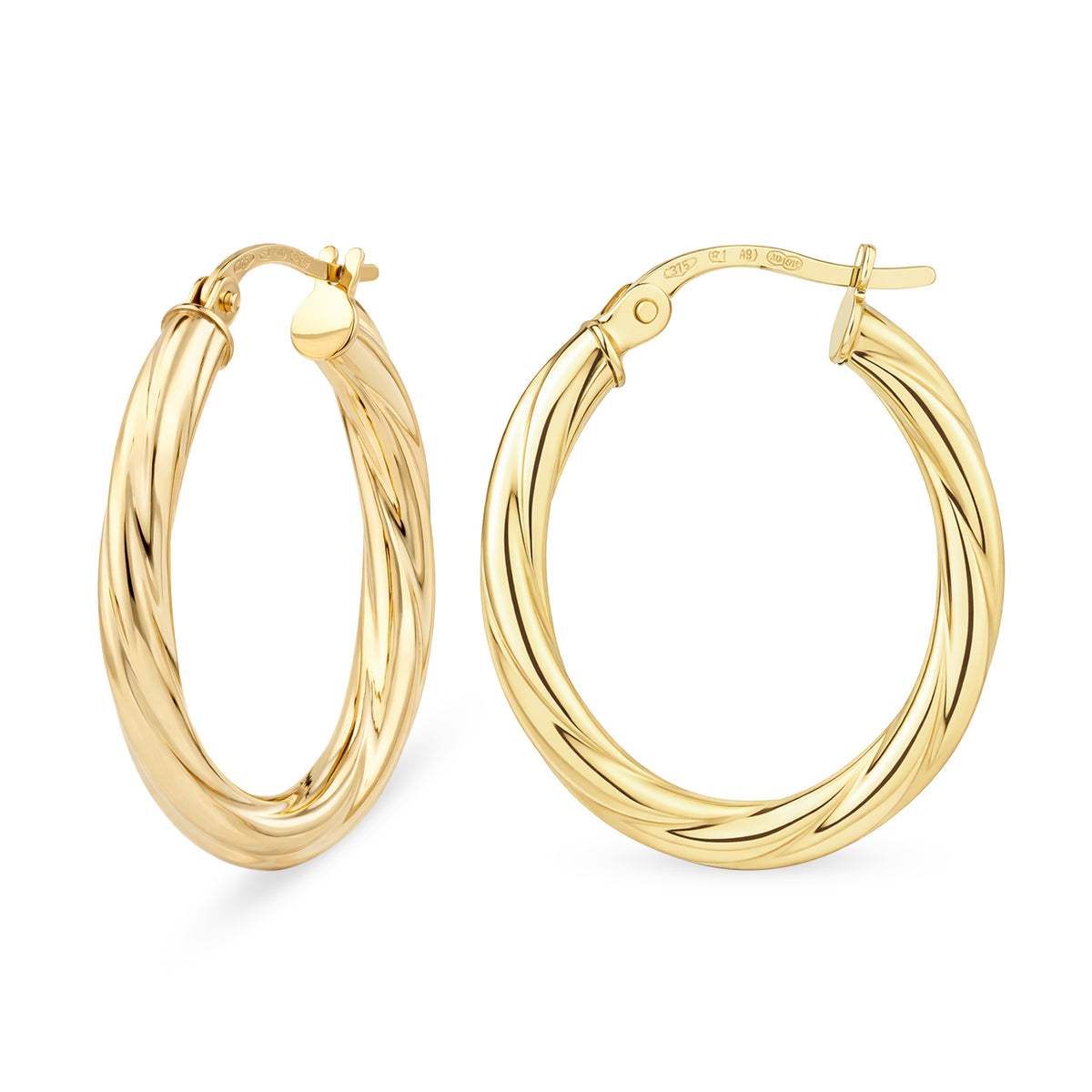 9ct Gold Twisted Oval Creole Earrings