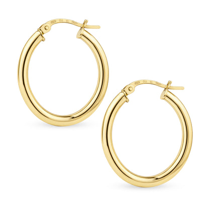 9ct Gold Plain Oval Creole Earrings