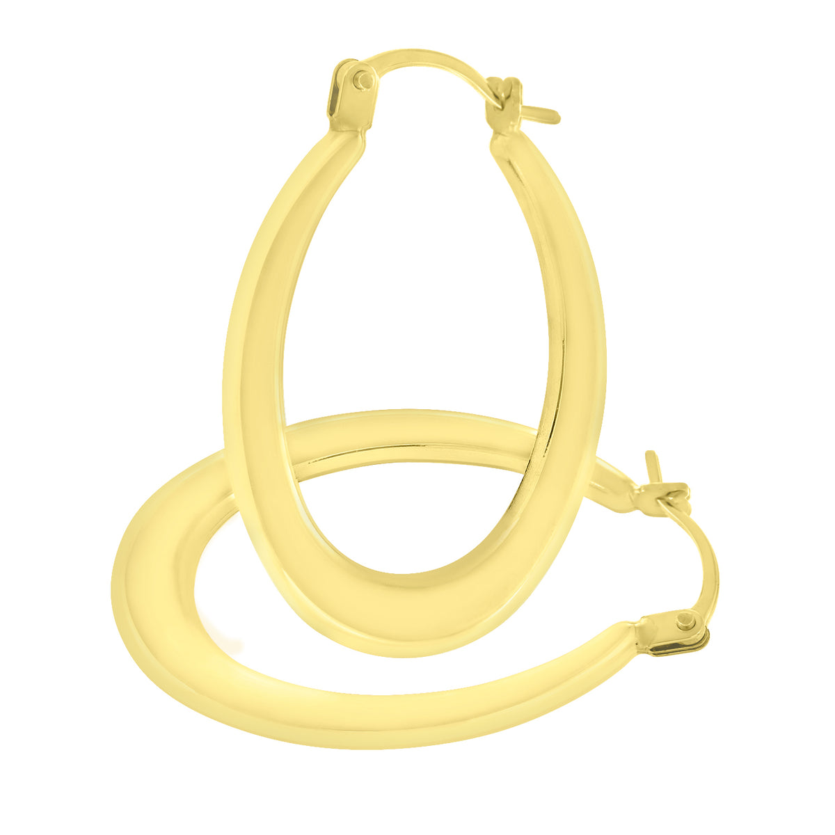 9ct Gold Plain Oval Creole Earrings
