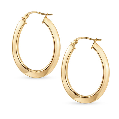 9ct Gold Plain Oval Creole Earrings