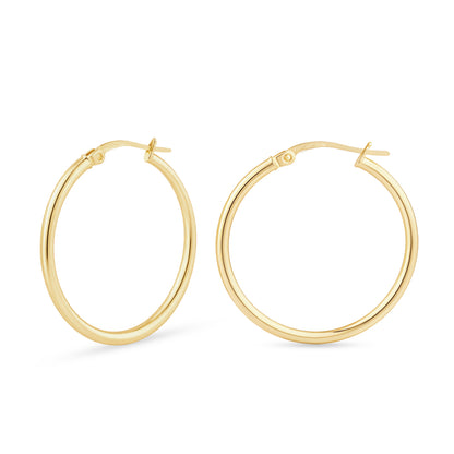 9ct Gold Plain Hoop Creole Earrings