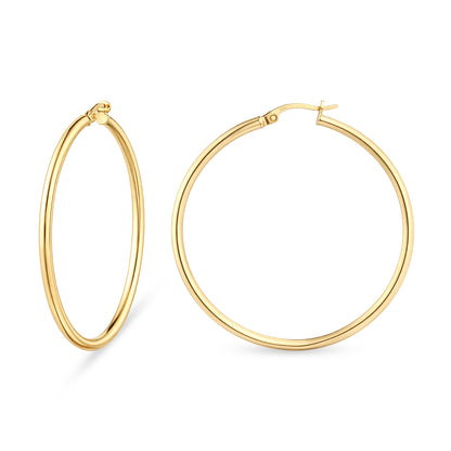9ct Gold Plain Hoop Creole Earrings