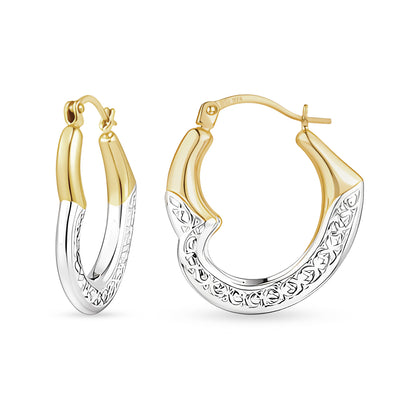 9ct Gold Heart Creole Earrings